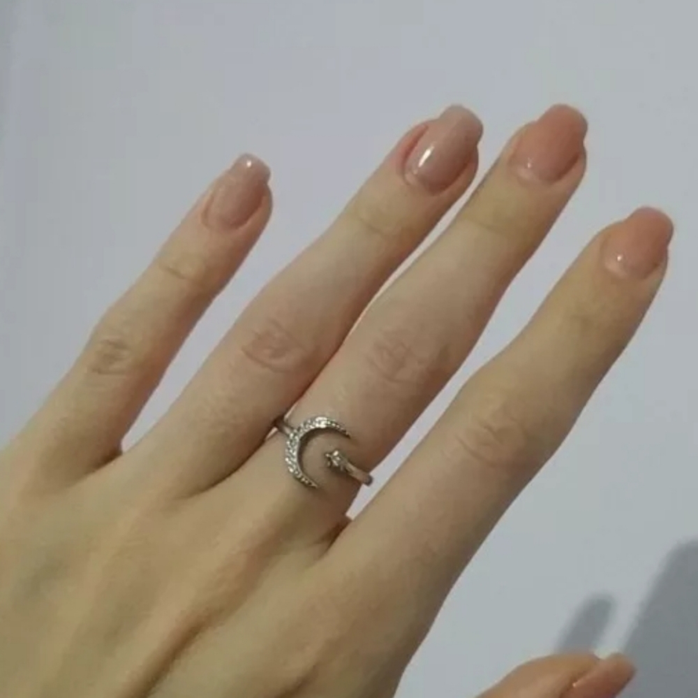 New 925 sterling silver zircon moon star ring! - Picture 3 of 4